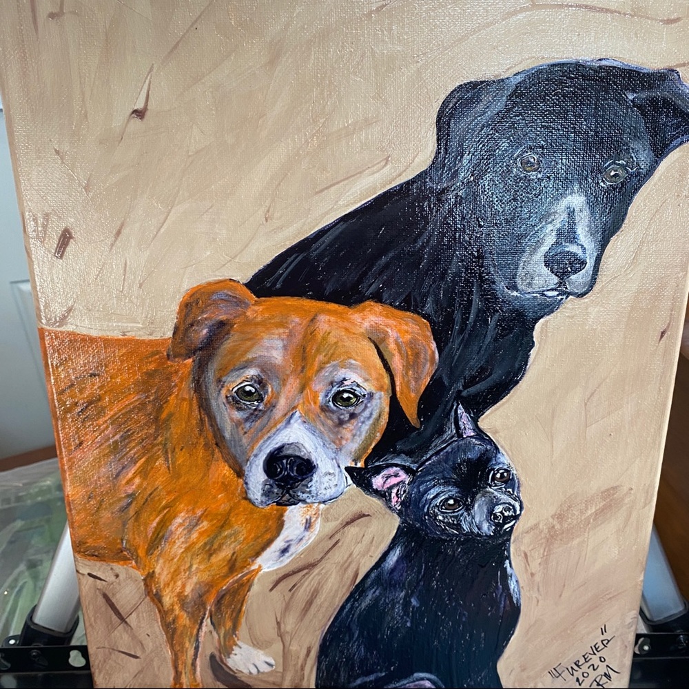 RIKKISRATPACK Custom pet portraits of  Lab mix and Chihuahua mix